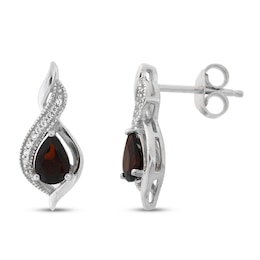 Garnet & Lab-Created Sapphire Earrings in Sterling Silver