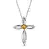 Citrine & White Lab-Created Sapphire Cross Necklace Sterling Silver 18"