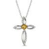 Thumbnail Image 1 of Citrine & White Lab-Created Sapphire Cross Necklace Sterling Silver 18&quot;