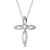 Thumbnail Image 0 of Aquamarine & White Lab-Created Sapphire Cross Necklace Sterling Silver 18"