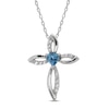 Thumbnail Image 0 of Blue Topaz & White Lab-Created Sapphire Cross Necklace Sterling Silver 18"