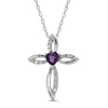 Thumbnail Image 1 of Amethyst & White Lab-Created Sapphire Cross Necklace Sterling Silver 18&quot;
