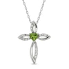 Thumbnail Image 1 of Peridot & White Lab-Created Sapphire Cross Necklace Sterling Silver 18&quot;