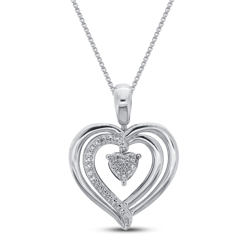 Main Image 2 of Convertible Heart Necklace Amethyst & Lab-Created Sapphire in Sterling Silver