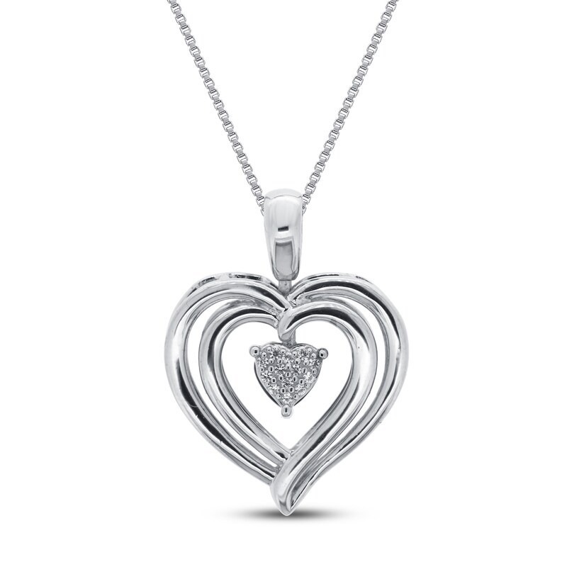 Main Image 3 of Convertible Heart Necklace Amethyst & Lab-Created Sapphire in Sterling Silver