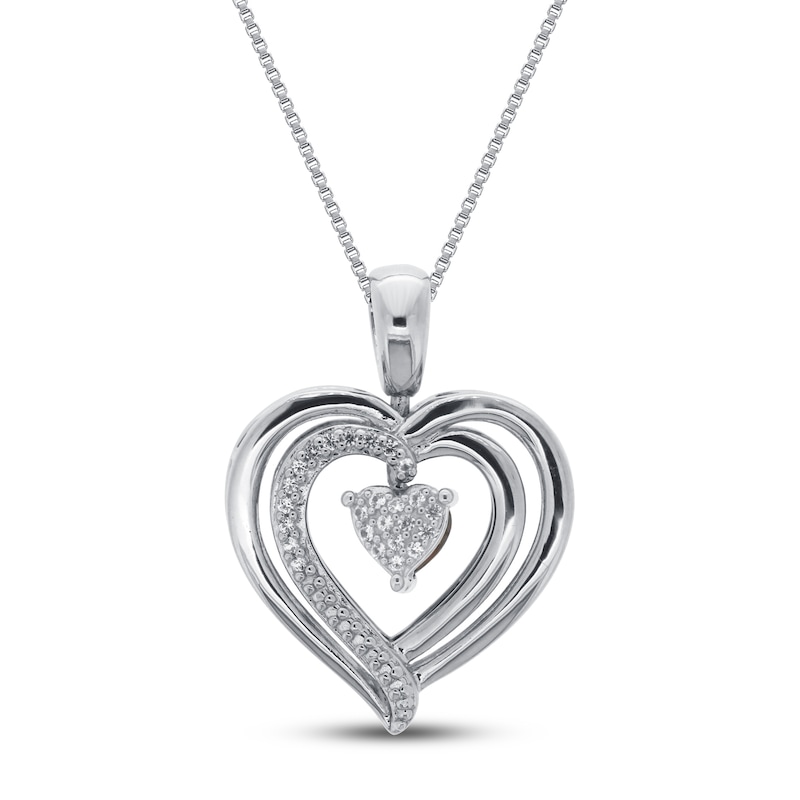 Convertible Heart Necklace Garnet & Lab-Created Sapphire in Sterling Silver