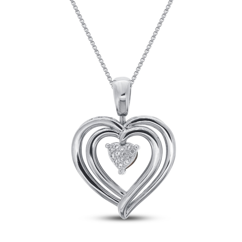 Convertible Heart Necklace Garnet & Lab-Created Sapphire in Sterling Silver