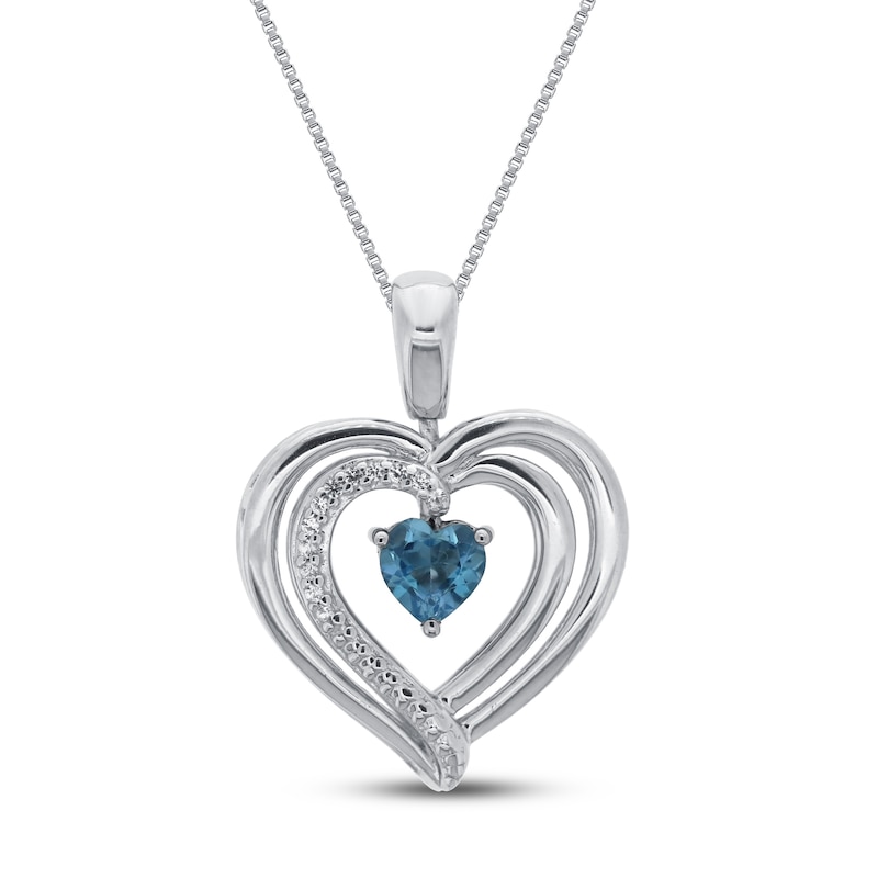 Convertible Heart Necklace Swiss Blue Topaz in Sterling Silver