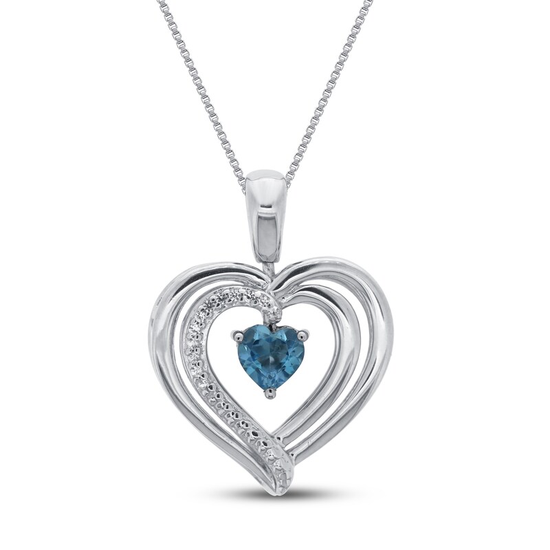 Main Image 1 of Convertible Heart Necklace Swiss Blue Topaz in Sterling Silver