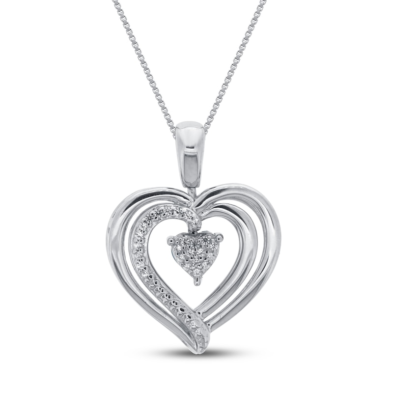 Main Image 2 of Convertible Heart Necklace Swiss Blue Topaz in Sterling Silver