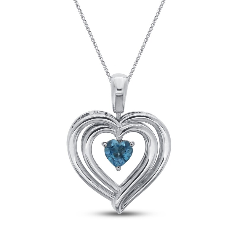 Main Image 4 of Convertible Heart Necklace Swiss Blue Topaz in Sterling Silver