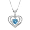 Thumbnail Image 0 of Blue Topaz & White Lab-Created Sapphire Heart Necklace Sterling Silver 18"