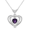 Thumbnail Image 1 of Amethyst & White Lab-Created Sapphire Heart Necklace Sterling Silver 18&quot;