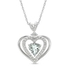 Thumbnail Image 1 of Aquamarine & White Lab-Created Sapphire Heart Necklace Sterling Silver 18&quot;