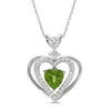 Thumbnail Image 0 of Peridot & White Lab-Created Sapphire Heart Necklace Sterling Silver 18"