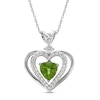 Thumbnail Image 1 of Peridot & White Lab-Created Sapphire Heart Necklace Sterling Silver 18&quot;