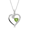 Thumbnail Image 1 of Peridot & White Lab-Created Sapphire Heart Necklace Sterling Silver 18&quot;