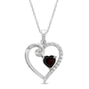 Thumbnail Image 0 of Garnet & White Lab-Created Sapphire Heart Necklace Sterling Silver 18"