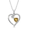 Thumbnail Image 0 of Citrine & White Lab-Created Sapphire Heart Necklace Sterling Silver 18"