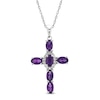 Thumbnail Image 1 of Amethyst & White Lab-Created Sapphire Cross Necklace Sterling Silver 18&quot;