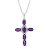 Thumbnail Image 0 of Amethyst & White Lab-Created Sapphire Cross Necklace Sterling Silver 18"