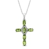 Thumbnail Image 1 of Peridot & White Lab-Created Sapphire Cross Necklace Sterling Silver 18&quot;
