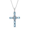 Thumbnail Image 1 of Blue Topaz & White Lab-Created Sapphire Cross Necklace Sterling Silver 18&quot;