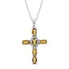 Thumbnail Image 0 of Citrine & White Lab-Created Sapphire Cross Necklace Sterling Silver 18"