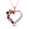 Garnet, Tourmaline & White Topaz Heart Necklace 10K Rose Gold