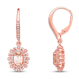 Morganite Earrings 1/3 ct tw Diamonds 10K Rose Gold
