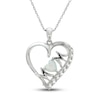 Thumbnail Image 0 of Lab-Created Opal & White Lab-Created Sapphire 'Mom' Heart Necklace Sterling Silver 18"