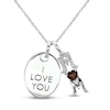 Thumbnail Image 0 of Garnet & White Lab-Created Sapphire 'I Love You Mom' Necklace Sterling Silver 18"
