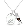 Thumbnail Image 1 of Garnet & White Lab-Created Sapphire 'I Love You Mom' Necklace Sterling Silver 18&quot;