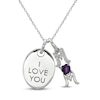 Thumbnail Image 1 of Amethyst & White Lab-Created Sapphire 'I Love You Mom' Necklace Sterling Silver 18&quot;
