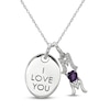 Thumbnail Image 0 of Amethyst & White Lab-Created Sapphire 'I Love You Mom' Necklace Sterling Silver 18"