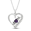Thumbnail Image 0 of Amethyst & White Lab-Created Sapphire 'Mom' Heart Necklace Sterling Silver 18"