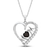 Thumbnail Image 1 of Garnet & White Lab-Created Sapphire 'Mom' Heart Necklace Sterling Silver 18"