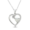 Thumbnail Image 0 of Lab-Created Opal & White Lab-Created Sapphire Heart Necklace Sterling Silver 18"