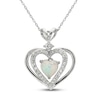 Thumbnail Image 1 of Lab-Created Opal & White Lab-Created Sapphire Heart Necklace Sterling Silver 18&quot;