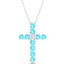 Thumbnail Image 0 of Blue Topaz & White Lab-Created Sapphire Cross Necklace Sterling Silver 18"
