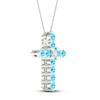 Blue Topaz & White Lab-Created Sapphire Cross Necklace Sterling Silver 18"
