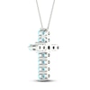 Thumbnail Image 3 of Blue Topaz & White Lab-Created Sapphire Cross Necklace Sterling Silver 18"