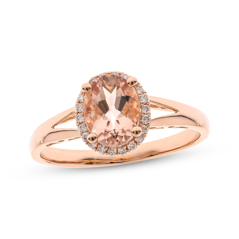 Morganite & 1/8 ct tw Diamond Ring Oval/Round 10K Rose Gold