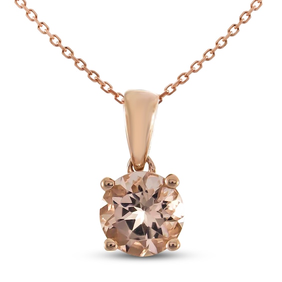 Details about   1.0 Round Cut Natural Morganite Pendant Necklace 16" chain 14k Rose Pink Gold