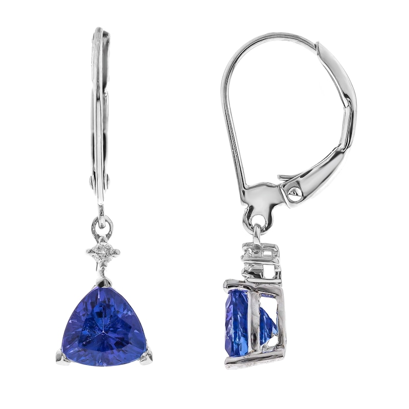 Main Image 1 of Tanzanite & Diamond Accent Drop Earrings 10K White Gold