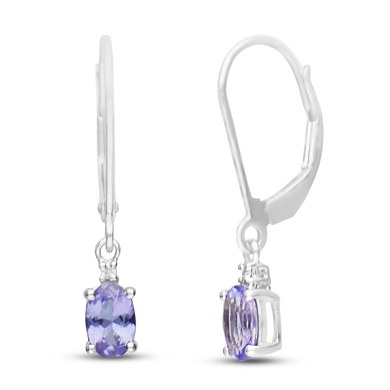 Main Image 1 of Tanzanite & Diamond Drop Earrings 1/20 ct tw 10K White Gold