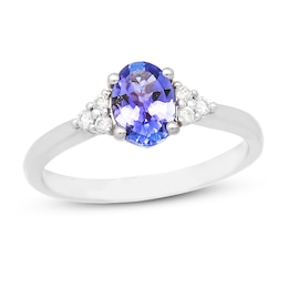 Tanzanite & 1/10 ct tw Diamond Ring 10K White Gold