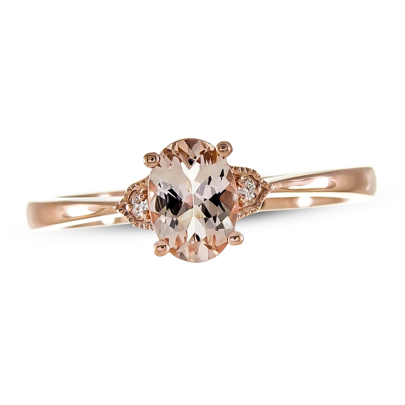 Main Image 1 of Morganite & Diamond Accent Ring 10K Rose Gold