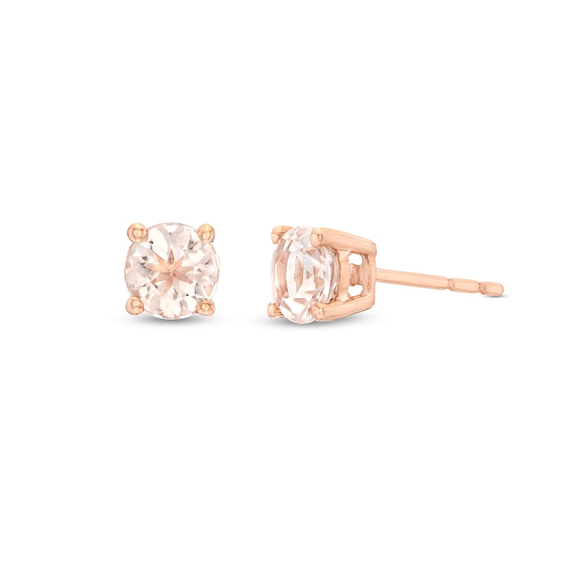 Main Image 1 of Morganite Stud Earrings 10K Rose Gold