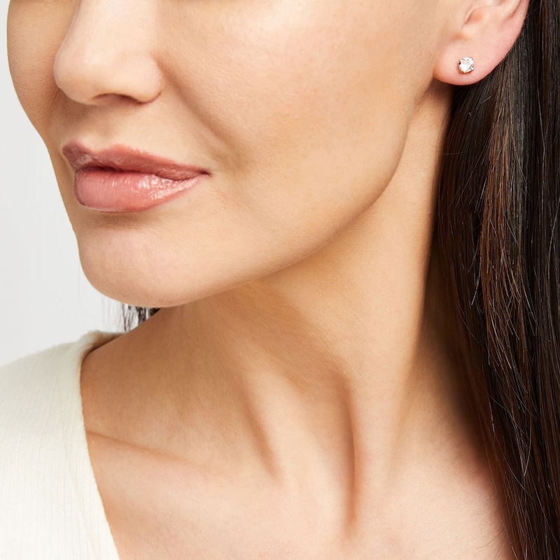 Main Image 3 of Morganite Stud Earrings 10K Rose Gold